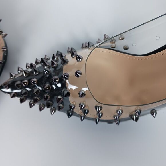 Yoki Heels Size 8.5 Black Transparent Stud Accent Stiletto - Picture 5 of 8